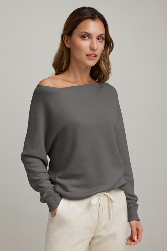 LeRoxy | Dames Off-Shoulder Gebreide Trui | Batwing Lange Mouw