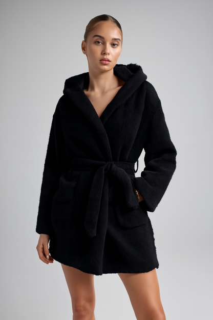 LeRoxy | Dames Pluche Badjas met Capuchon en Tailleceintuur | Relaxte Pasvorm