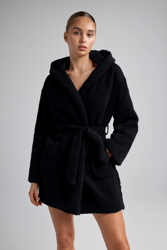 LeRoxy | Dames Pluche Badjas met Capuchon en Tailleceintuur | Relaxte Pasvorm