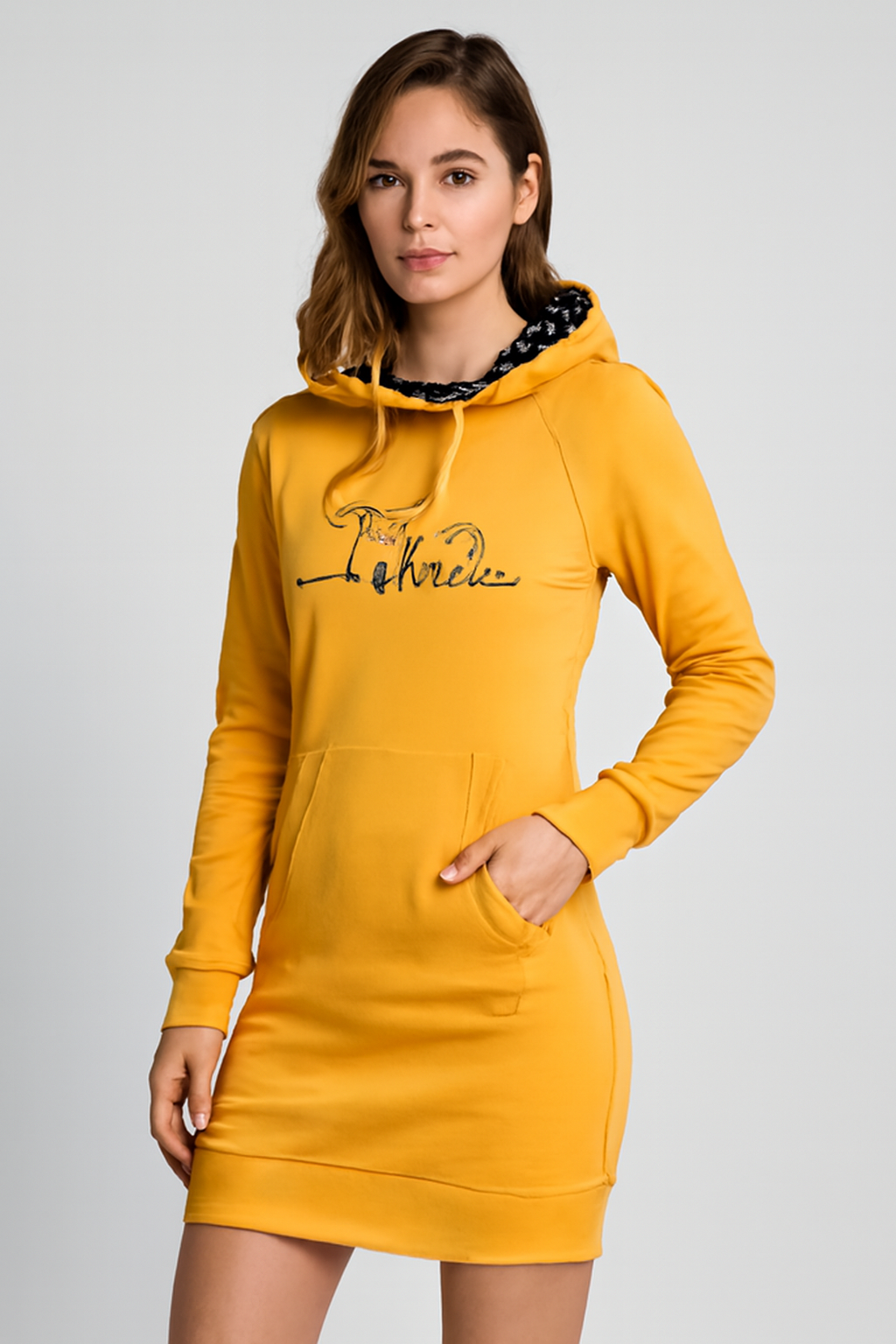 LeRoxy | Winter Hoodie Jurk met Hond Motief | Comfortabele Damestrui