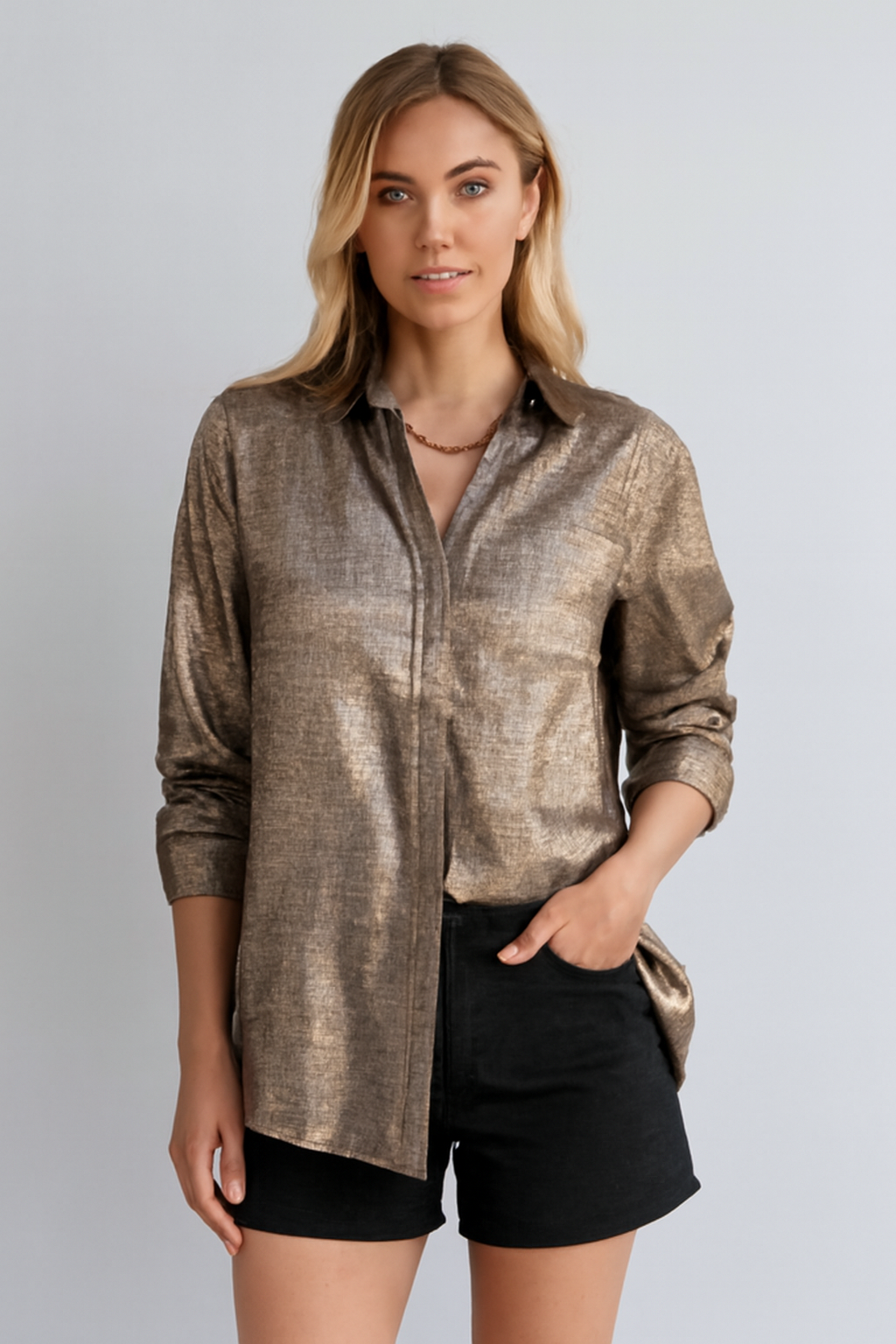 LeRoxy | Metalen Blouse | Een Trendy en Strakke Look voor Elke Gelegenheid
