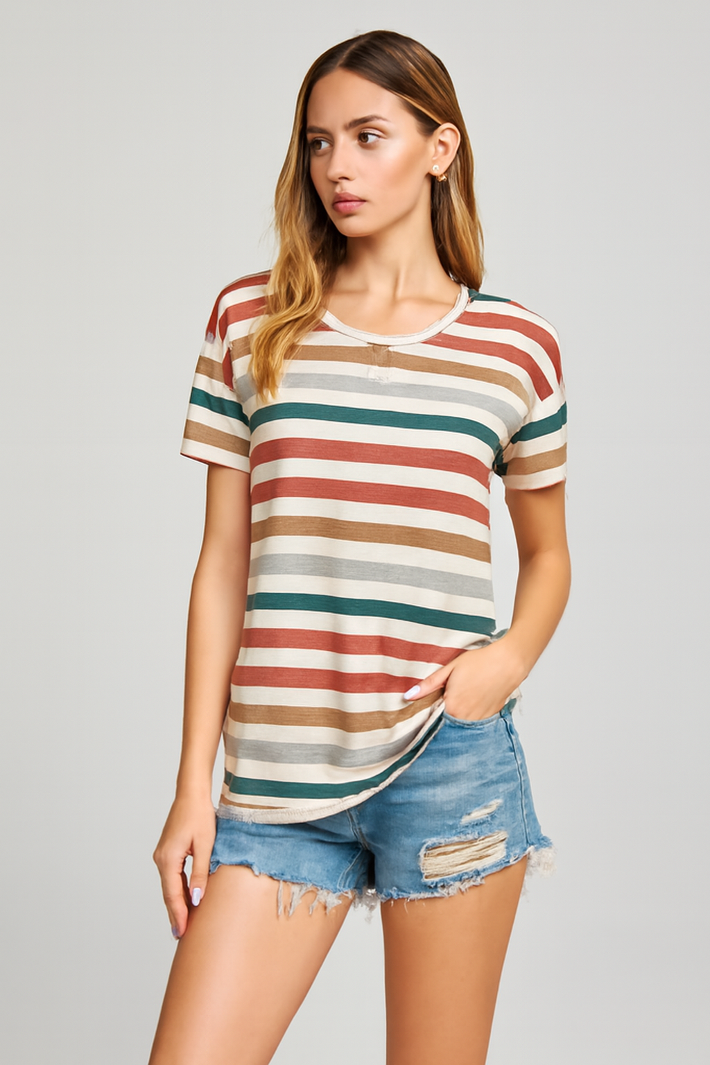 LeRoxy | Trendy Gestreept T-Shirt voor Dames | Stijlvol Korte Mouwen T-Shirt