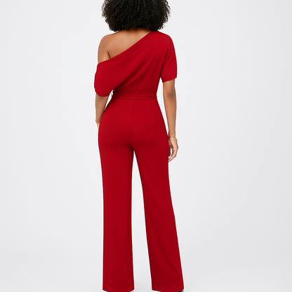 LeRoxy | Elegante One-Shoulder Jumpsuit met Wijde Pijpen | Dames Jumpsuit voor Feest of Avondkleding