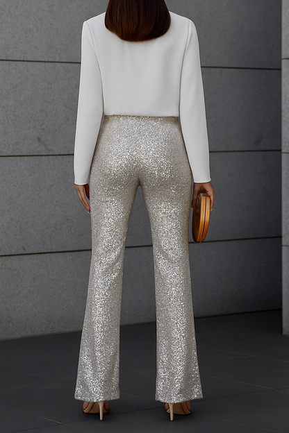 LeRoxy | Glitter Pailletten Broek voor Dames | Feestelijke Broek