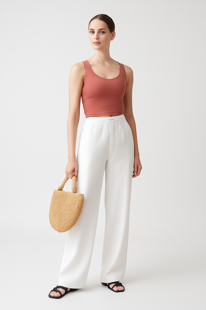 LeRoxy | Witte Linnen Comfort Broek | Ademend, Licht & Stijlvol voor Zomer