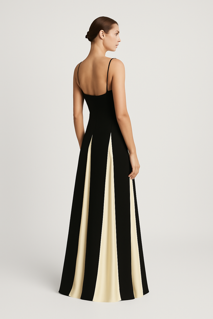LeRoxy | BA-lijn Maxi Jurk met Contrastdetails en Zwierige Rok | Elegante LeRoxy Jurk