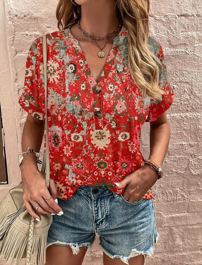 LeRoxy | Shirt met V-hals en Knoopjes - Perfect voor Lente en Zomer