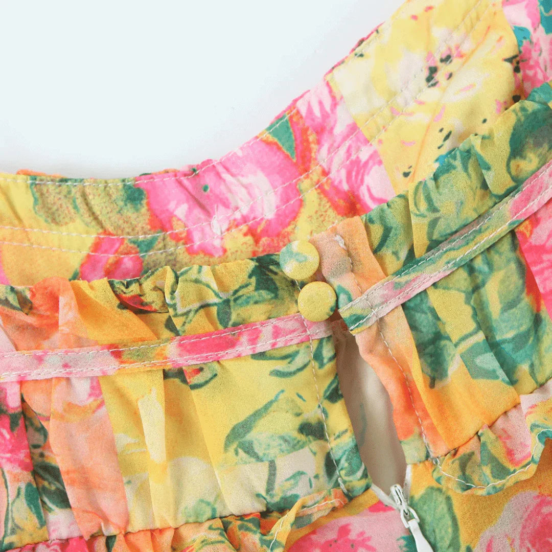 LeRoxy | Jurk met Tiered Rok in Felle Kleuren | Elegante Mode voor Elke Gelegenheid