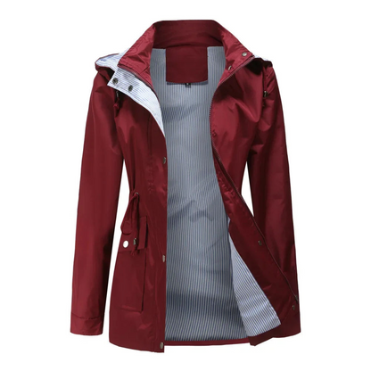 LeRoxy | Dames trenchcoat | Lange waterdichte jas met afneembare capuchon