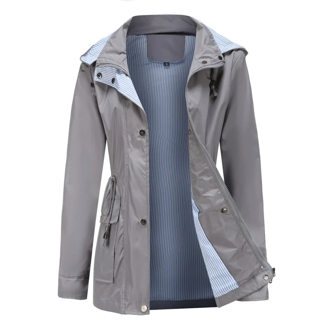 LeRoxy | Dames trenchcoat | Lange waterdichte jas met afneembare capuchon