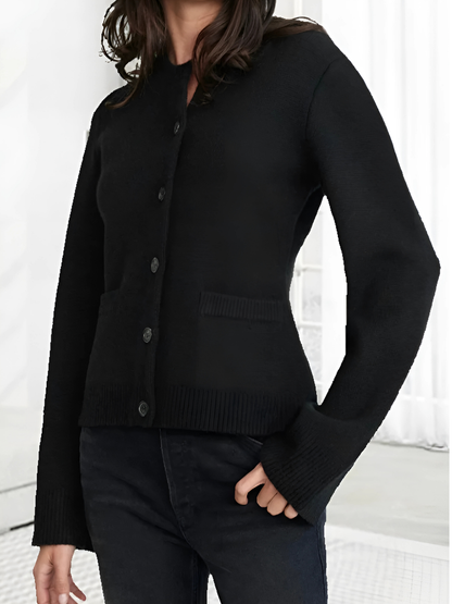 LeRoxy | Dames cardigan met uitlopende mouwen | Heuplengte vest