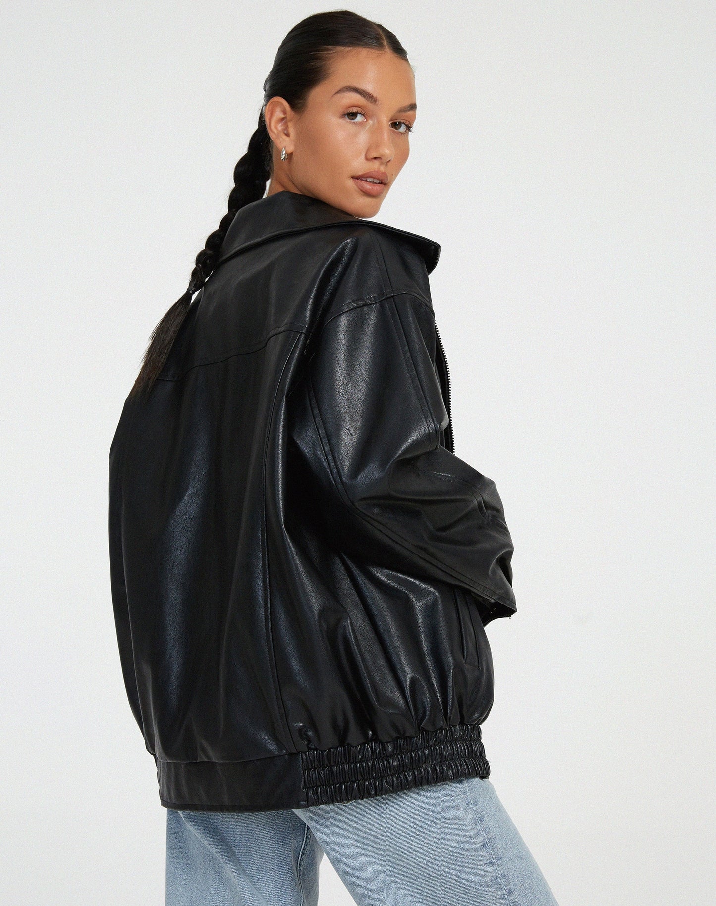 LeRoxy | Trendy Oversized Leren Jas voor Dames | Modieuze Lange Damesjas