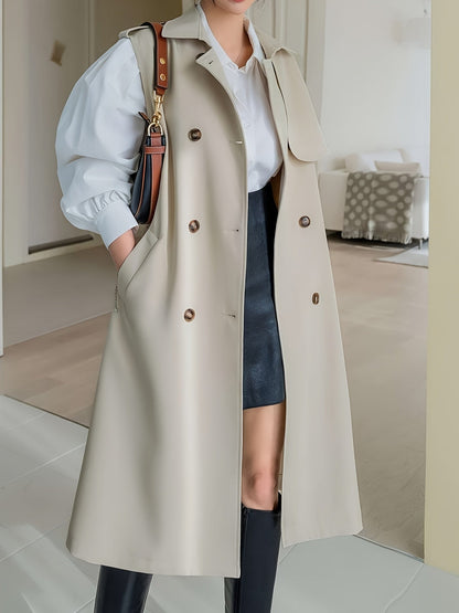 LeRoxy Elegante Lange Trenchcoat Gilet voor Dames met Tailleband | Stijlvolle Damesjas voor Alle Seizoenen