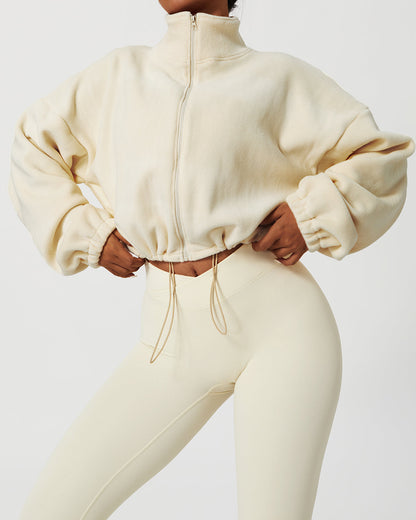 LeRoxy | Crop Trui voor Dames | Beige Gebreide Sweater Top
