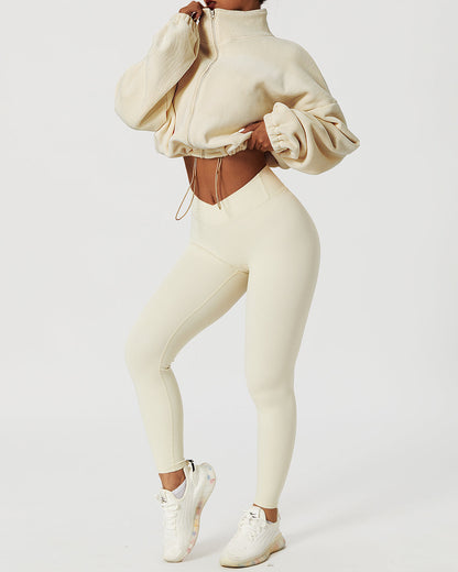 LeRoxy | Crop Trui voor Dames | Beige Gebreide Sweater Top