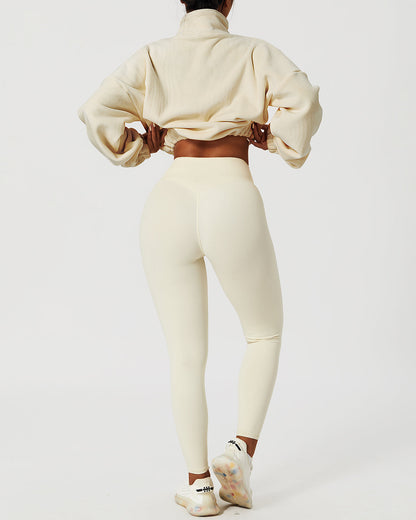 LeRoxy | Crop Trui voor Dames | Beige Gebreide Sweater Top