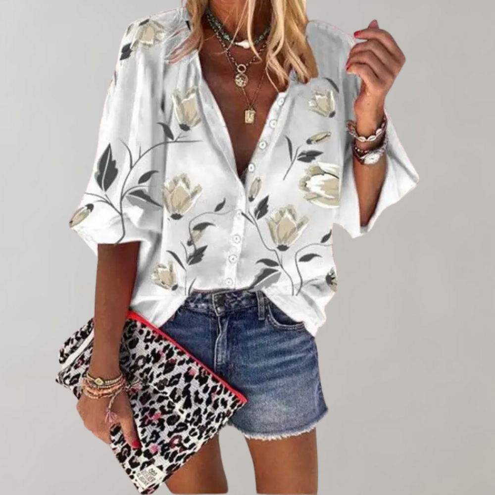 LeRoxy | Dames Blouse met Bloemenprint | Modieuze en Comfortabele Vrouwentop