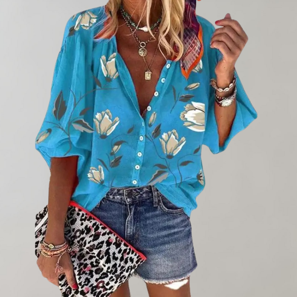 LeRoxy | Dames Blouse met Bloemenprint | Modieuze en Comfortabele Vrouwentop