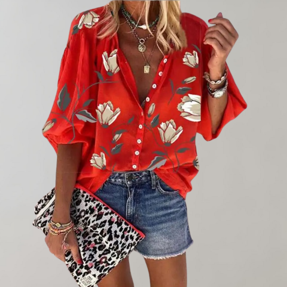 LeRoxy | Dames Blouse met Bloemenprint | Modieuze en Comfortabele Vrouwentop