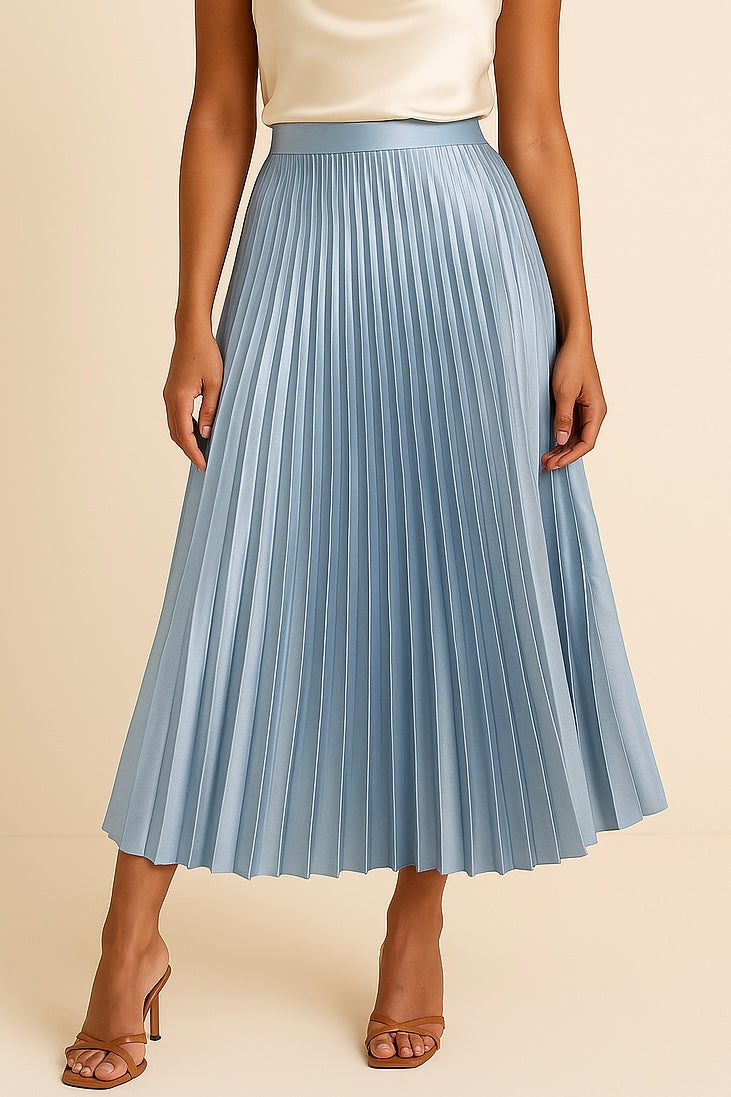 LeRoxy | Satijnen Plissérok voor Dames | Hoge Taille – Elegant en Lichtglanzend