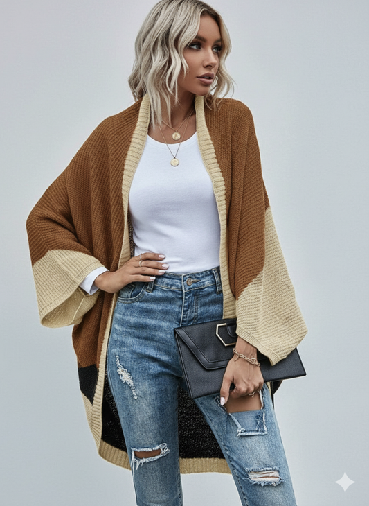 LeRoxy | Oversized Cardigan met Vleermuismouwen | Comfortabele Gebreide Damestrui
