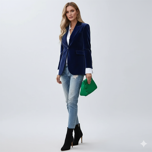 LeRoxy | Fluwelen Getailleerde Dames Blazer | Elegante Vrouwelijke Colbert