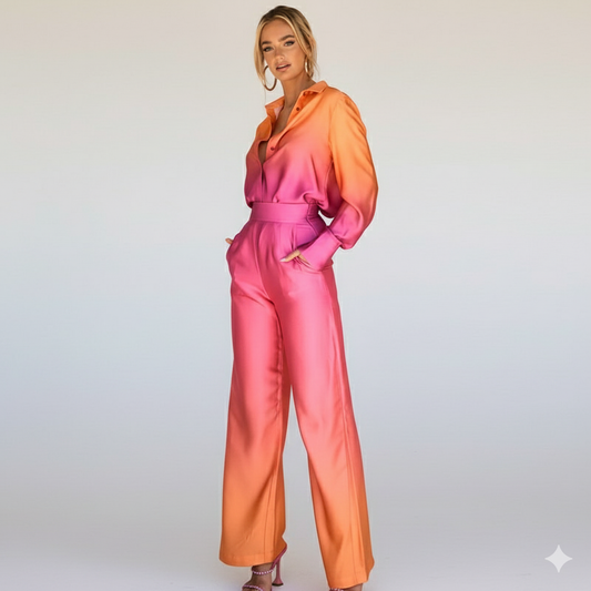 LeRoxy | Stijlvolle Tweedelige Set met Rechte Pijpen | Comfort & Elegantie in Één