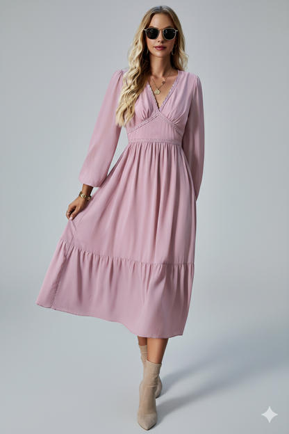LeRoxy | Roze A-Lijn Jurk met Lange Mouwen | Casual & Elegant Damesjurk