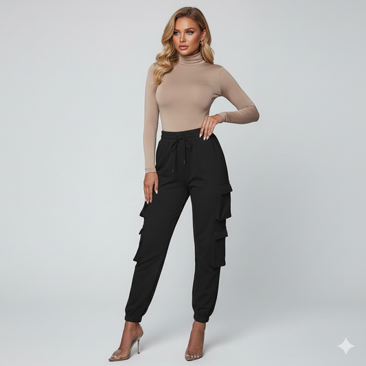 LeRoxy | Dames Cargo Broek Hoge Taille | Stretchmix, Relaxte Pasvorm, Zakjes