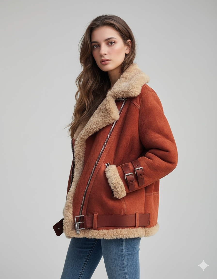 LeRoxy | Shearling Winterjas voor Dames | Warme en Stijlvolle Jas voor de Winter