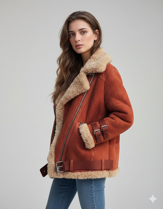 LeRoxy | Shearling Winterjas voor Dames | Warme en Stijlvolle Jas voor de Winter