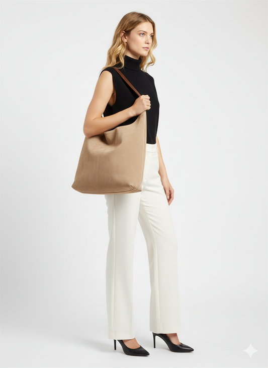 LeRoxy | Vegan Suède Tote Tas | Ruime Draagtas met Magnetische Sluiting