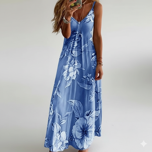 LeRoxy Bloemenjurk met V-hals - Elegante en Modebewuste Jurk voor Elke Gelegenheid