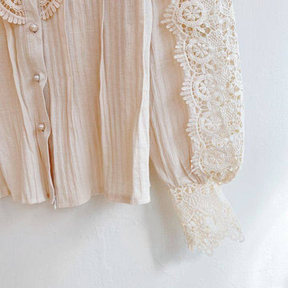 LeRoxy | Elegante Kant Geborduurde Tuniek met Bloemblaadjes Mouwen | Stijlvolle Mode voor Elke Gelegenheid