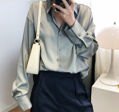 Leroxy | Satijnen Blouse voor Dames | Elegante en Luxe Top voor Elke Gelegenheid