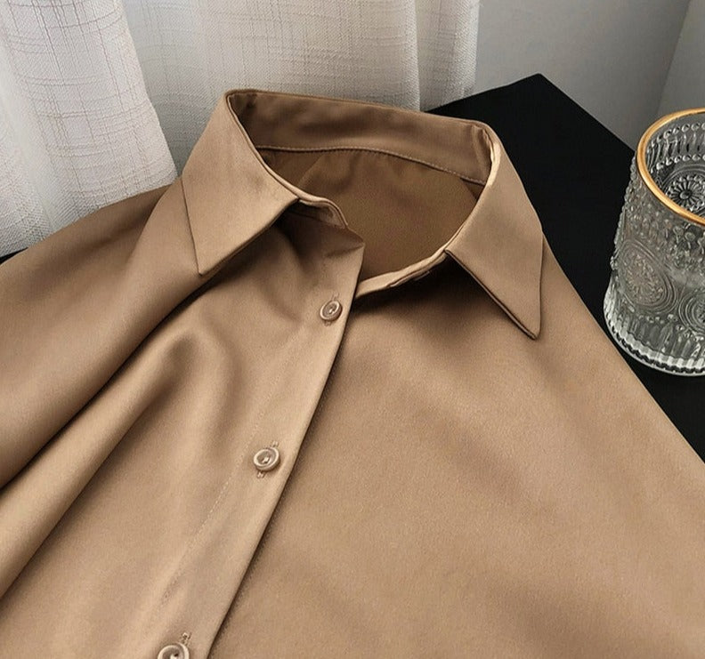 Leroxy | Satijnen Blouse voor Dames | Elegante en Luxe Top voor Elke Gelegenheid