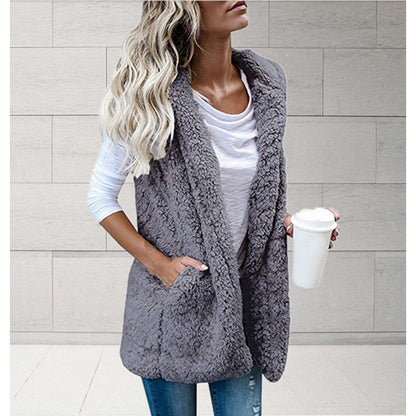 LeRoxy | Dames Pluche Mouwloos Vest met Capuchon | Zacht & Comfortabel Gilet