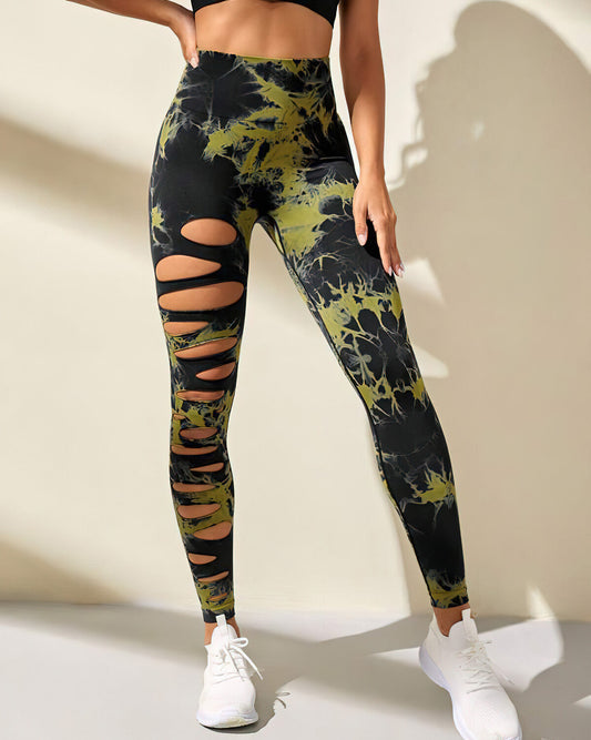 LeRoxy | Naadloze Scrunch Legging Dames | Zwart Groen | Sport & Fitness
