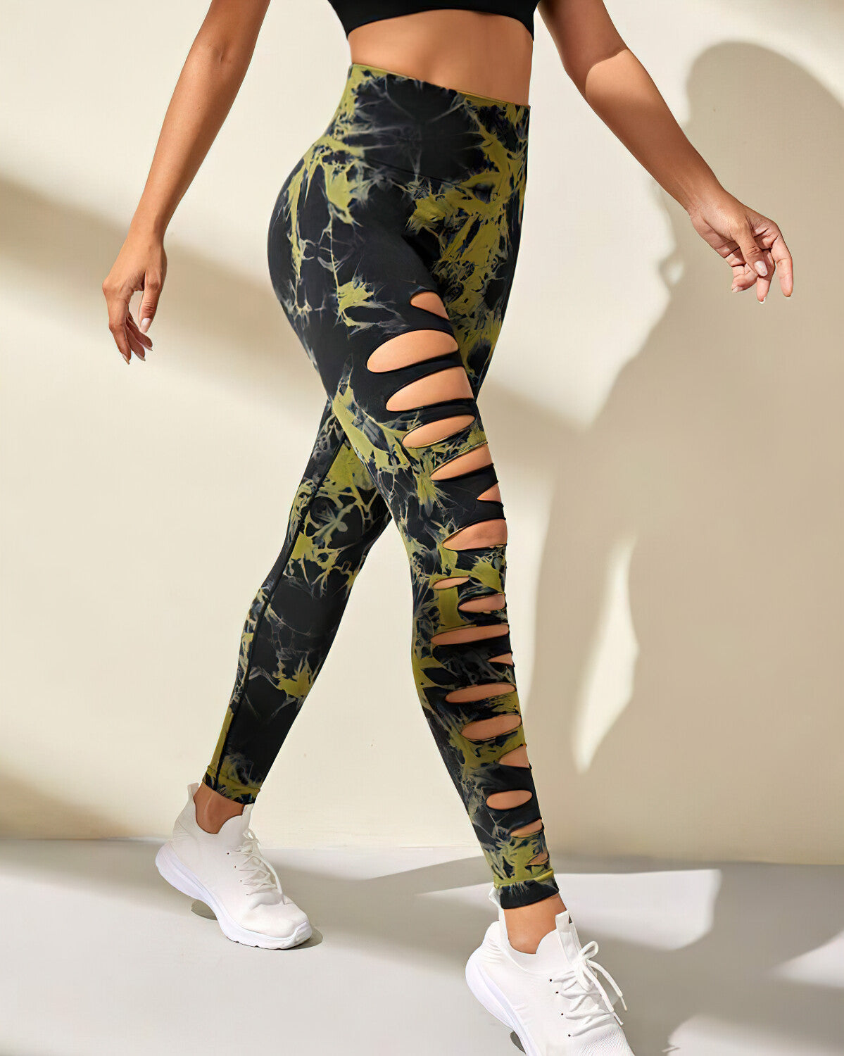 LeRoxy | Naadloze Scrunch Legging Dames | Zwart Groen | Sport & Fitness