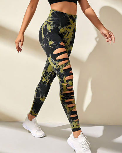 LeRoxy | Naadloze Scrunch Legging Dames | Zwart Groen | Sport & Fitness