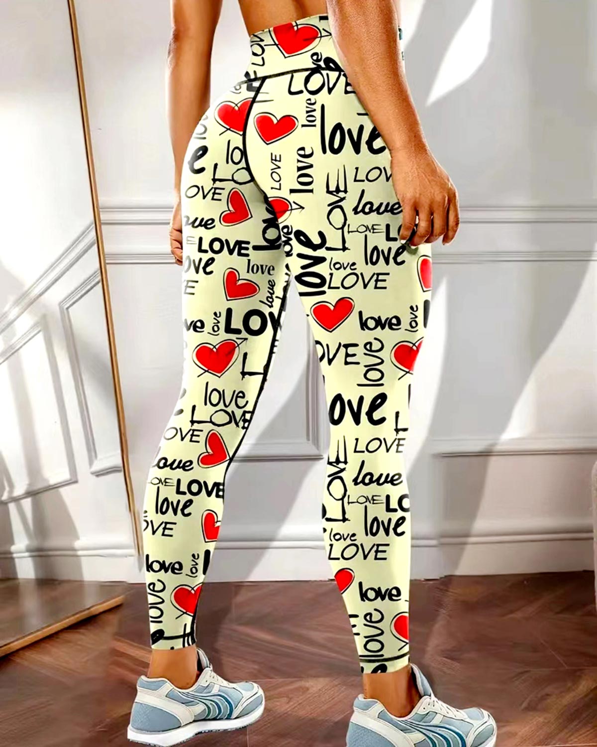 LeRoxy | Dames Legging – Comfortabele Sportlegging – Heartfelt Design – Zwart/Grijs