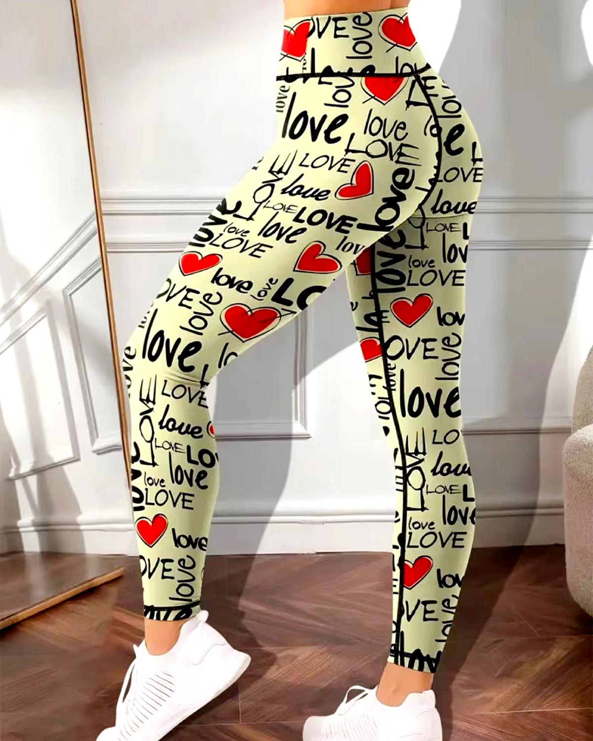 LeRoxy | Dames Legging – Comfortabele Sportlegging – Heartfelt Design – Zwart/Grijs
