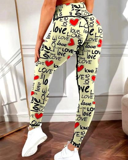 LeRoxy | Dames Legging – Comfortabele Sportlegging – Heartfelt Design – Zwart/Grijs