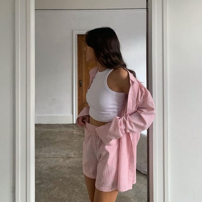 LeRoxy | Luxe Gestreepte Dames Pyjama Set | Comfortabele en Stijlvolle Nachtkleding