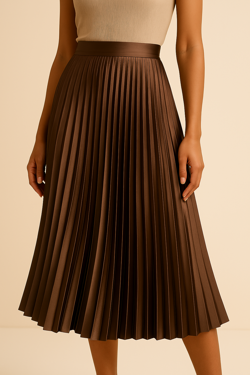 LeRoxy | Satijnen Plissérok voor Dames | Hoge Taille – Elegant en Lichtglanzend