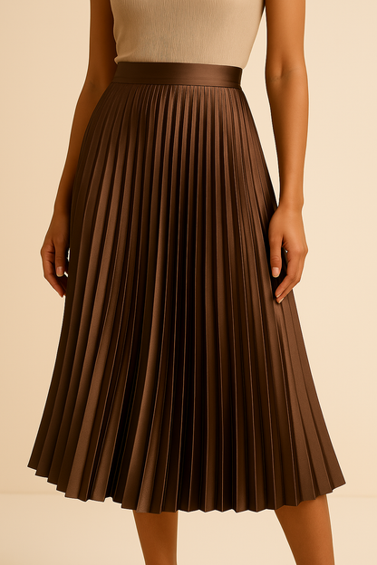 LeRoxy | Satijnen Plissérok voor Dames | Hoge Taille – Elegant en Lichtglanzend