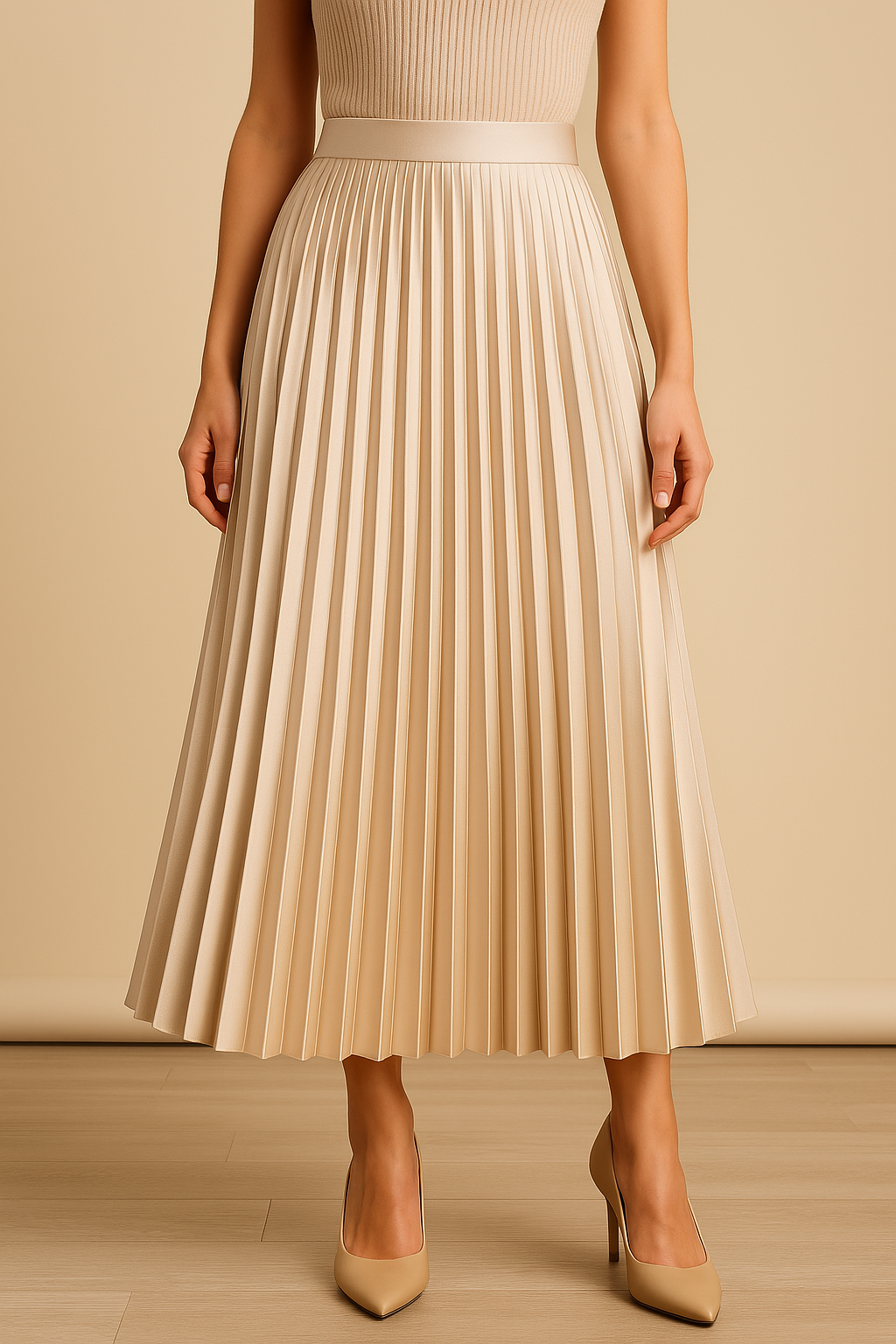 LeRoxy | Satijnen Plissérok voor Dames | Hoge Taille – Elegant en Lichtglanzend