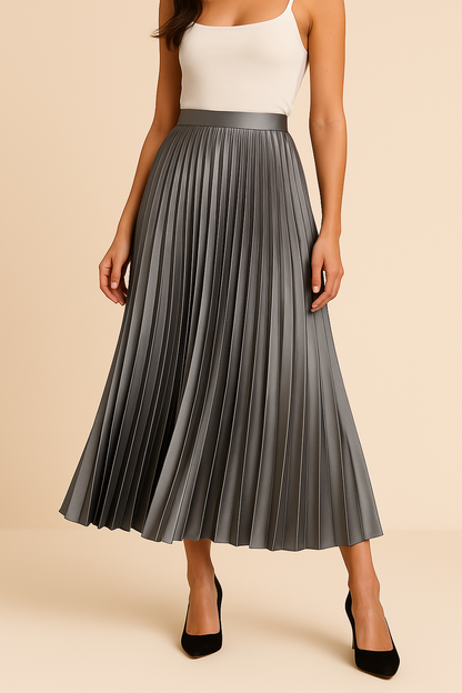 LeRoxy | Satijnen Plissérok voor Dames | Hoge Taille – Elegant en Lichtglanzend