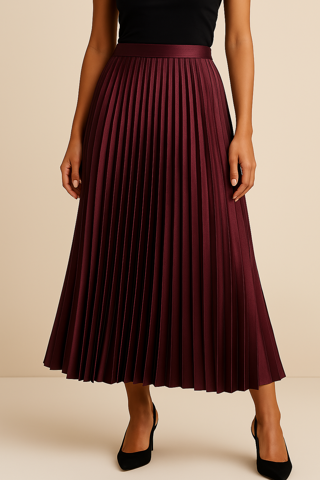 LeRoxy | Satijnen Plissérok voor Dames | Hoge Taille – Elegant en Lichtglanzend