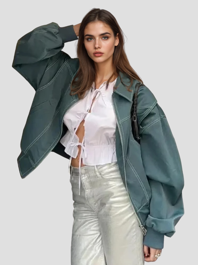 LeRoxy | Trendy Oversized Dames Leren Jas | Stijlvol & Comfortabel